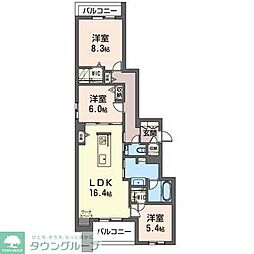 フィオーレ　桜山 3階3LDKの間取り