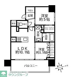 名古屋市営鶴舞線 浅間町駅 徒歩4分の賃貸マンション 6階2LDKの間取り