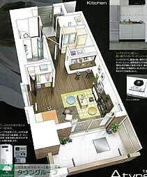 ライジングコート名古屋駅南 4階1Kのリビング/ダイニング