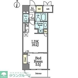 新栄アイサンメゾン 1LDKの間取図画像