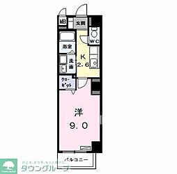 レジデンスK-1 1Kの間取図画像