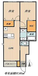 ティーメゾン元中野 2LDKの間取図画像