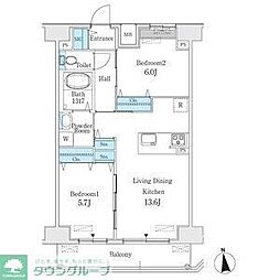 プレイズ浄心 2LDKの間取図画像