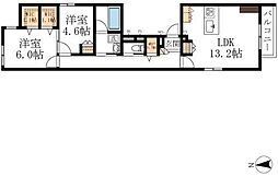 CasaMimosa 2LDKの間取図画像