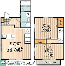 GreenCourt社が丘A 2LDKの間取図画像