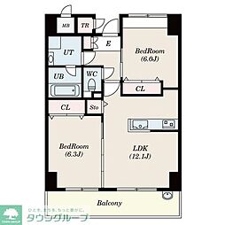 リンパクマンション 2LDKの間取図画像