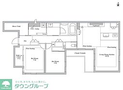 Luxe白壁 2LDKの間取図画像
