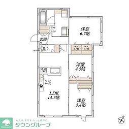 パレ新瑞 3LDKの間取図画像