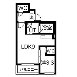 MOVE本陣GRANDE 1LDKの間取図画像