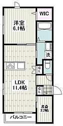 小田急江ノ島線 鵠沼海岸駅 徒歩5分の賃貸マンション 1階1LDKの間取り