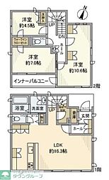 港南台戸建 3LDKの間取り