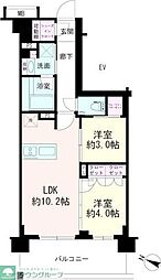 パレステージ茅ヶ崎2 2LDKの間取図画像