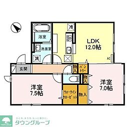 プランドール鎌倉 2LDKの間取図画像