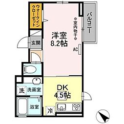 プランドール港南 1DKの間取図画像