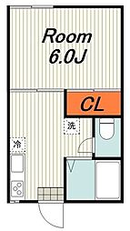 スカイハイツ 1Kの間取図画像
