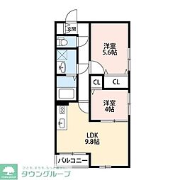 Clairlamaison茅ヶ崎 2LDKの間取図画像