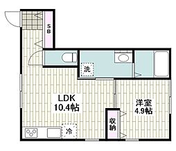 鎌倉市佐助1丁目アパート 1LDKの間取図画像