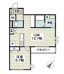 鎌倉グランテラス 1LDKの間取図画像