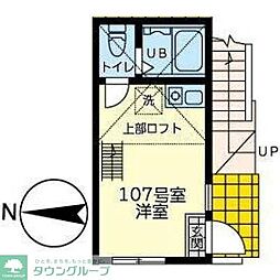 横浜市戸塚区戸塚町アパート ワンルームの間取図画像