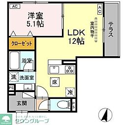 ブルマーレ湘南台 1LDKの間取図画像
