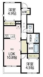 アズーロ鵠沼 2LDKの間取図画像