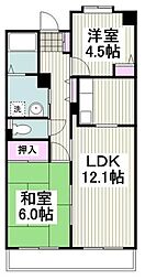ハイランド磯子1 2LDKの間取図画像