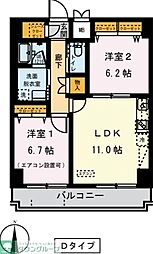 ドムス常盤 2LDKの間取図画像