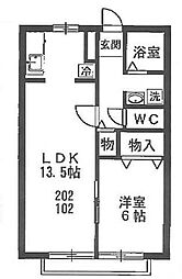 ベルレージュ 1LDKの間取図画像