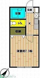 プレジールN 1Kの間取図画像