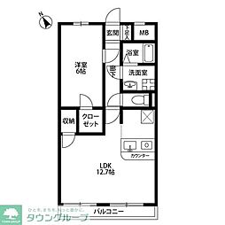 アムール・ロンシャン 1LDKの間取図画像