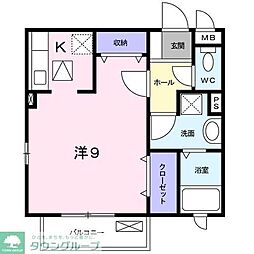 グランデピーヌス 1Kの間取図画像