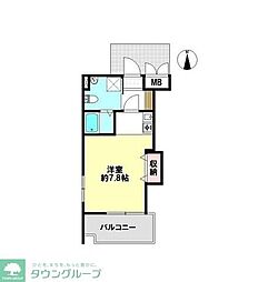 シェルコート 1Kの間取図画像