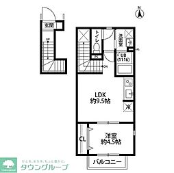 Amour雫 1LDKの間取図画像