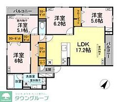小田急小田原線 町田駅 徒歩18分の賃貸アパート 3階4LDKの間取り