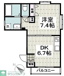 イスト中町 1DKの間取図画像