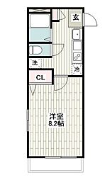 キャトルセゾンあざみ野 1Kの間取図画像