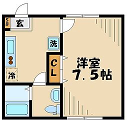 ベラビスタ下麻生B 1Kの間取図画像