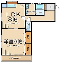 プランドール2 1LDKの間取図画像
