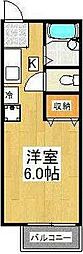 パストラル西生田 1Kの間取図画像
