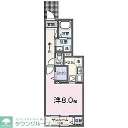 ラ・プロムナードIII 1階1Kの間取り