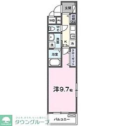 ブリラーレ 2階1Kの間取り