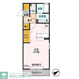 サクラテラス 3階ワンルームの間取り