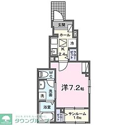 ヒカルサ熊谷石原サウス 1階1Kの間取り