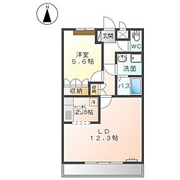 スカイヒルズC 1LDKの間取図画像