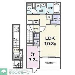 レガシィ　フォレスト 2階1LDKの間取り