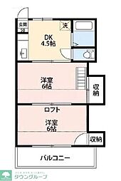 東武東上線 東松山駅 徒歩18分の賃貸アパート 1階2DKの間取り