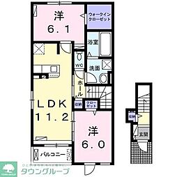 ヌーベルメゾンＢ 2階2LDKの間取り