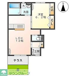 サンバレーヒルズ 1階1LDKの間取り