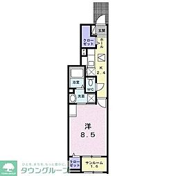 サン・ヴェールII 1階1Kの間取り