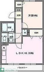 藤原ハイツC 1LDKの間取図画像